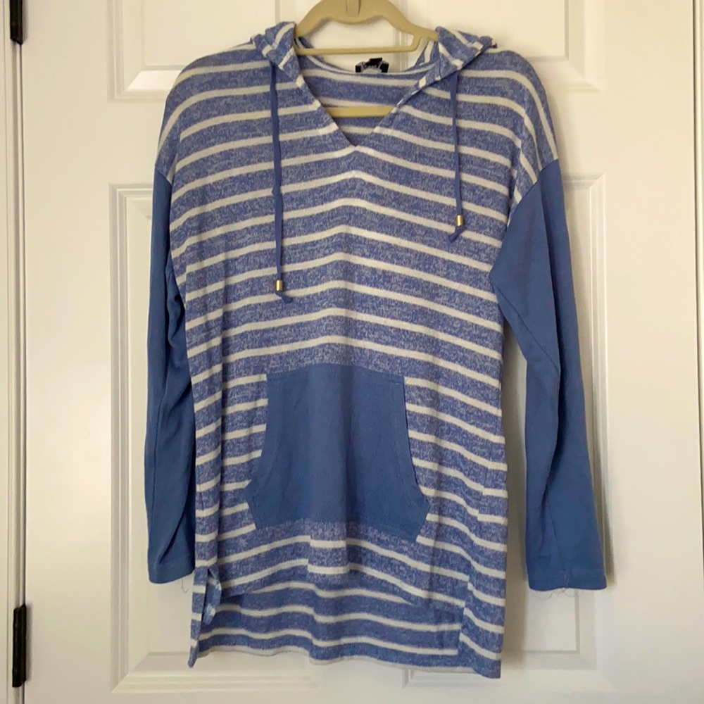 Striped blue & white hoodie